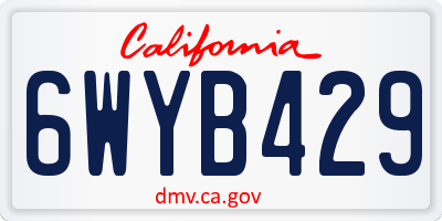 CA license plate 6WYB429