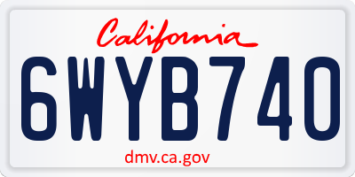 CA license plate 6WYB740