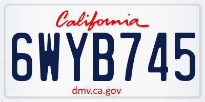CA license plate 6WYB745