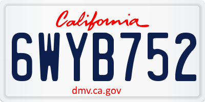 CA license plate 6WYB752
