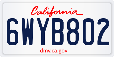 CA license plate 6WYB802