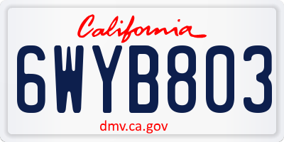 CA license plate 6WYB803