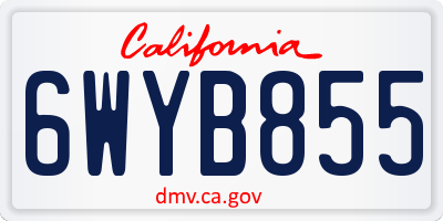 CA license plate 6WYB855