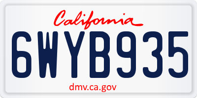 CA license plate 6WYB935