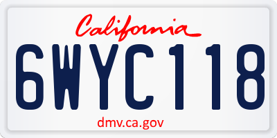 CA license plate 6WYC118