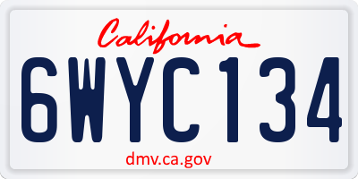 CA license plate 6WYC134