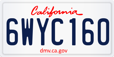 CA license plate 6WYC160