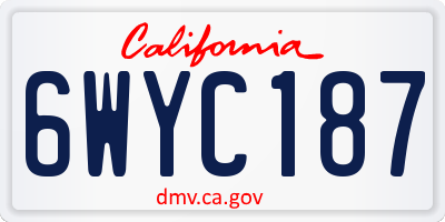 CA license plate 6WYC187
