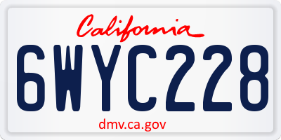 CA license plate 6WYC228