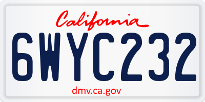 CA license plate 6WYC232
