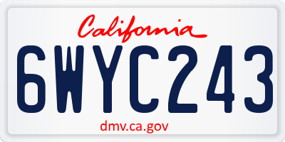 CA license plate 6WYC243