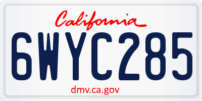 CA license plate 6WYC285