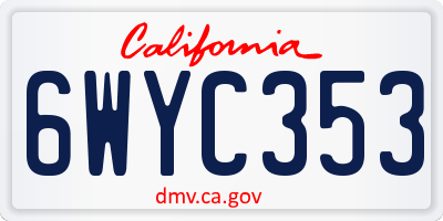 CA license plate 6WYC353