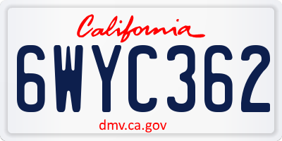 CA license plate 6WYC362