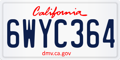 CA license plate 6WYC364