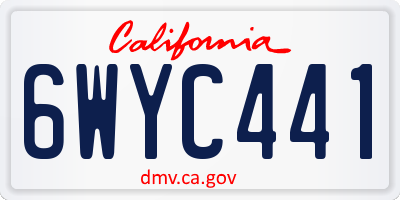 CA license plate 6WYC441