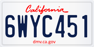 CA license plate 6WYC451