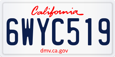 CA license plate 6WYC519
