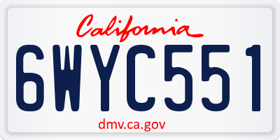 CA license plate 6WYC551