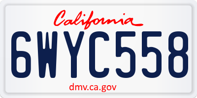 CA license plate 6WYC558
