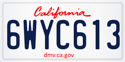 CA license plate 6WYC613