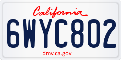 CA license plate 6WYC802