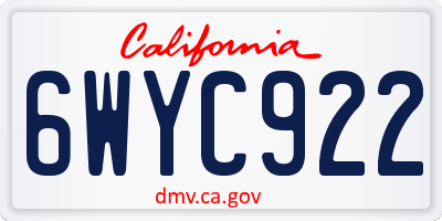 CA license plate 6WYC922