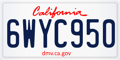 CA license plate 6WYC950