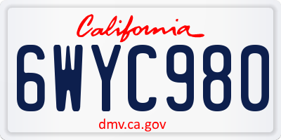 CA license plate 6WYC980