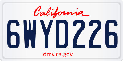 CA license plate 6WYD226