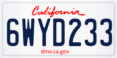 CA license plate 6WYD233