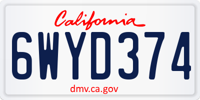CA license plate 6WYD374
