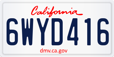 CA license plate 6WYD416