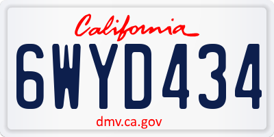 CA license plate 6WYD434