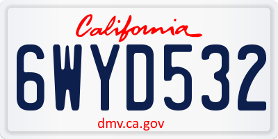 CA license plate 6WYD532