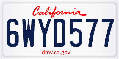 CA license plate 6WYD577
