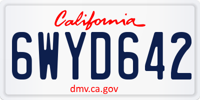 CA license plate 6WYD642