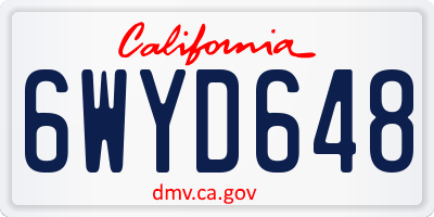 CA license plate 6WYD648