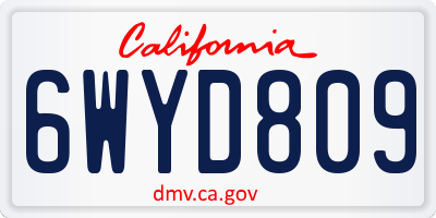 CA license plate 6WYD809