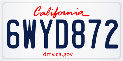 CA license plate 6WYD872