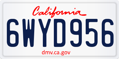 CA license plate 6WYD956