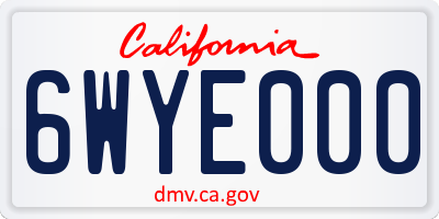 CA license plate 6WYE000