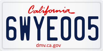 CA license plate 6WYE005