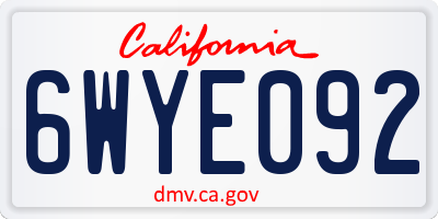 CA license plate 6WYE092