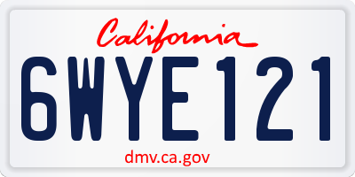 CA license plate 6WYE121