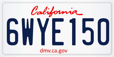 CA license plate 6WYE150