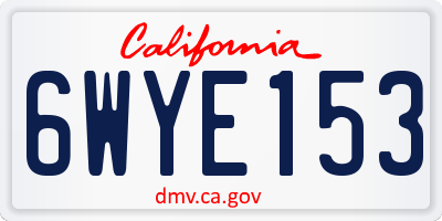 CA license plate 6WYE153