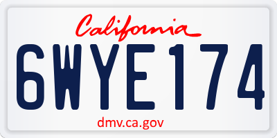 CA license plate 6WYE174