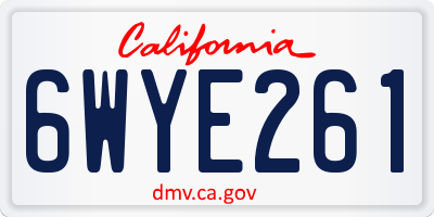 CA license plate 6WYE261