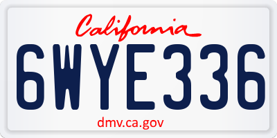 CA license plate 6WYE336